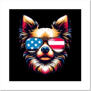 Chihuahua  Patriotic Sunglasses American Flag 4th of July Posters and Art